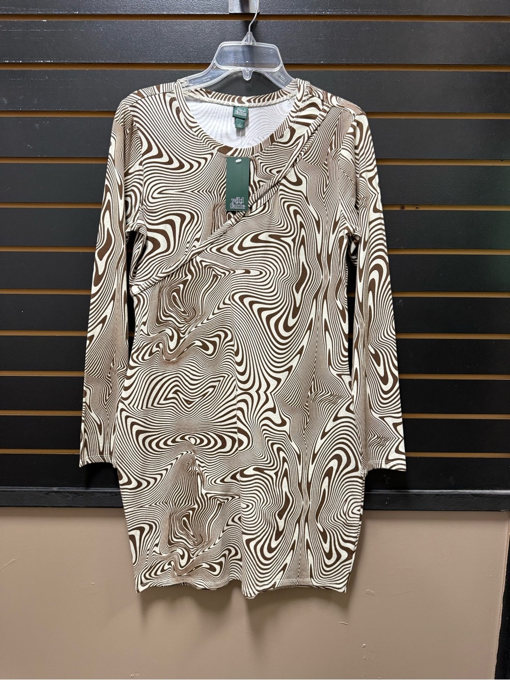 NWT Wild Fable Brown Swirl Cutout Bodycon Mini Dress Size L Y2K